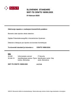 SIST-TS CEN/TS 18099:2025 - BARVE - Page 1 preview