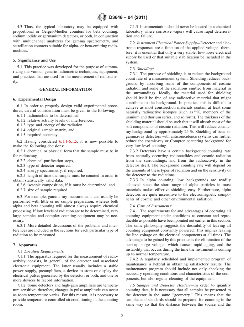 ASTM D3648-04(2011) - Standard Practices for the Measurement of Radioactivity