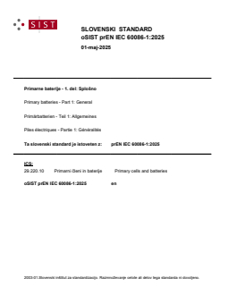 kSIST FprEN IEC 60086-1:2026 oSIST prEN IEC 60086-1:2025 - Page 1 preview