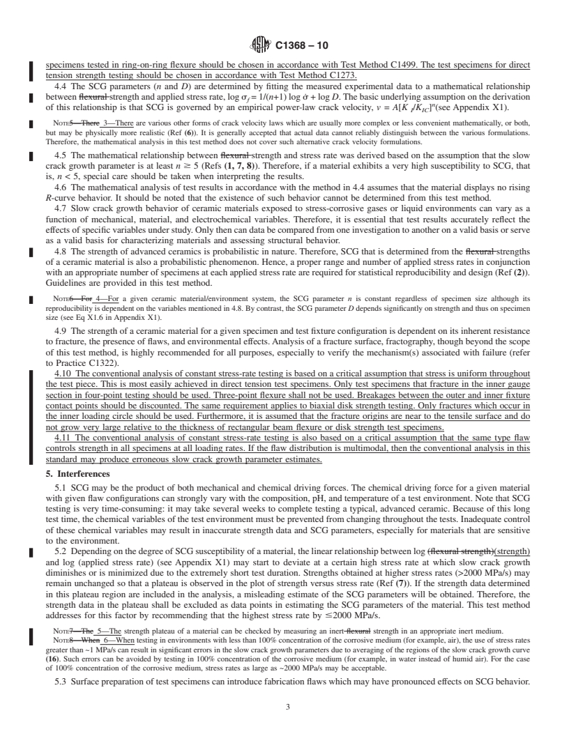 REDLINE ASTM C1368-10 - Standard Test Method for Determination of Slow Crack Growth Parameters of Advanced Ceramics by Constant Stress-Rate Strength Testing at Ambient Temperature