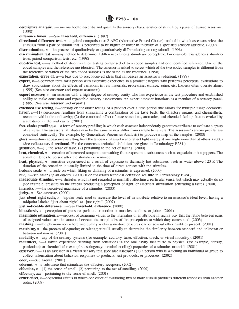 REDLINE ASTM E253-10a - Standard Terminology Relating to Sensory Evaluation of Materials and Products