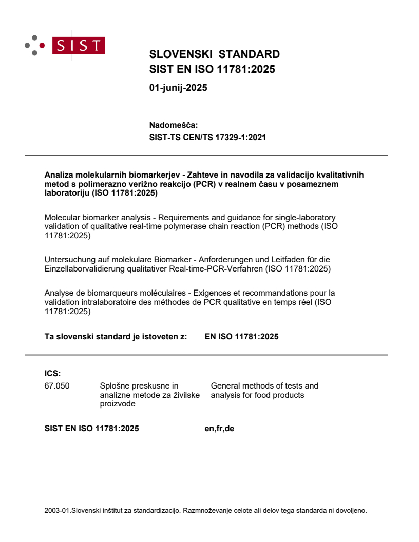 EN ISO 11781:2025