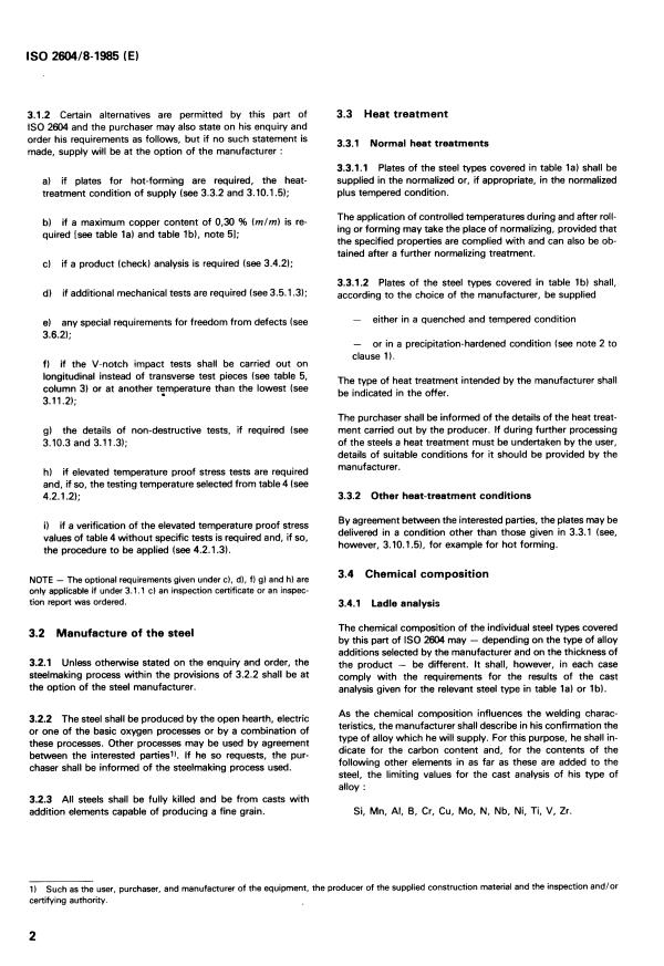 ISO 2604-8:1985 ISO 2604-8:1985 - Steel products for pressure purposes -- Quality requirements - Page 4 preview