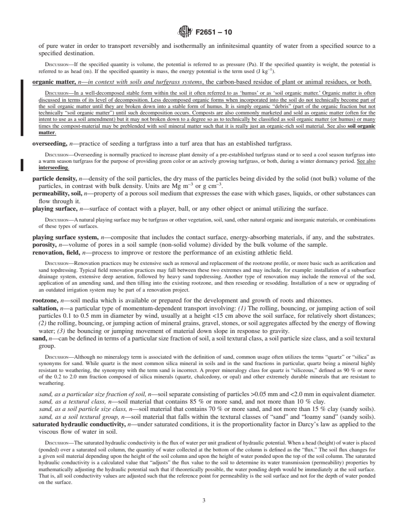 REDLINE ASTM F2651-10 - Standard Terminology Relating to Soil and Turfgrass Characteristics of Natural Playing Surfaces