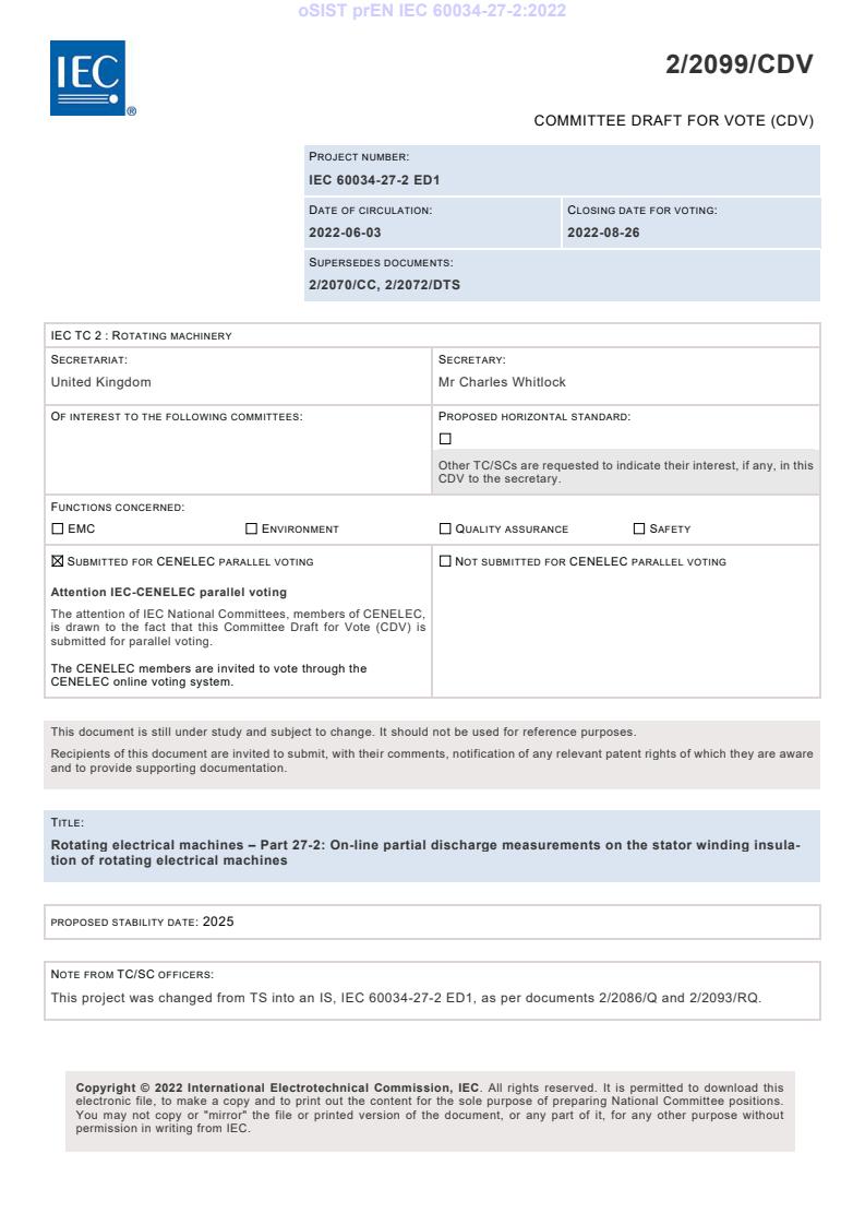 prEN IEC 60034-27-2:2022 - BARVE
