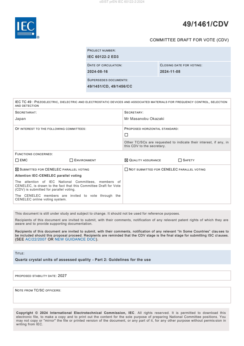 prEN IEC 60122-2:2024