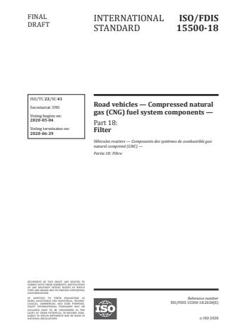 ISO/FDIS 15500-18 - Road vehicles -- Compressed natural gas (CNG) fuel system components