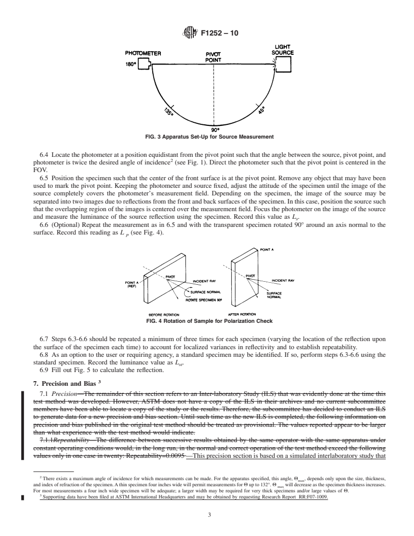 REDLINE ASTM F1252-10 - Standard Test Method for Measuring Optical Reflectivity of Transparent Materials