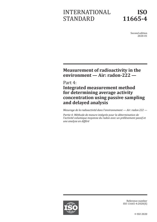 ISO 11665-4:2020 - Measurement of radioactivity in the environment -- Air: radon-222