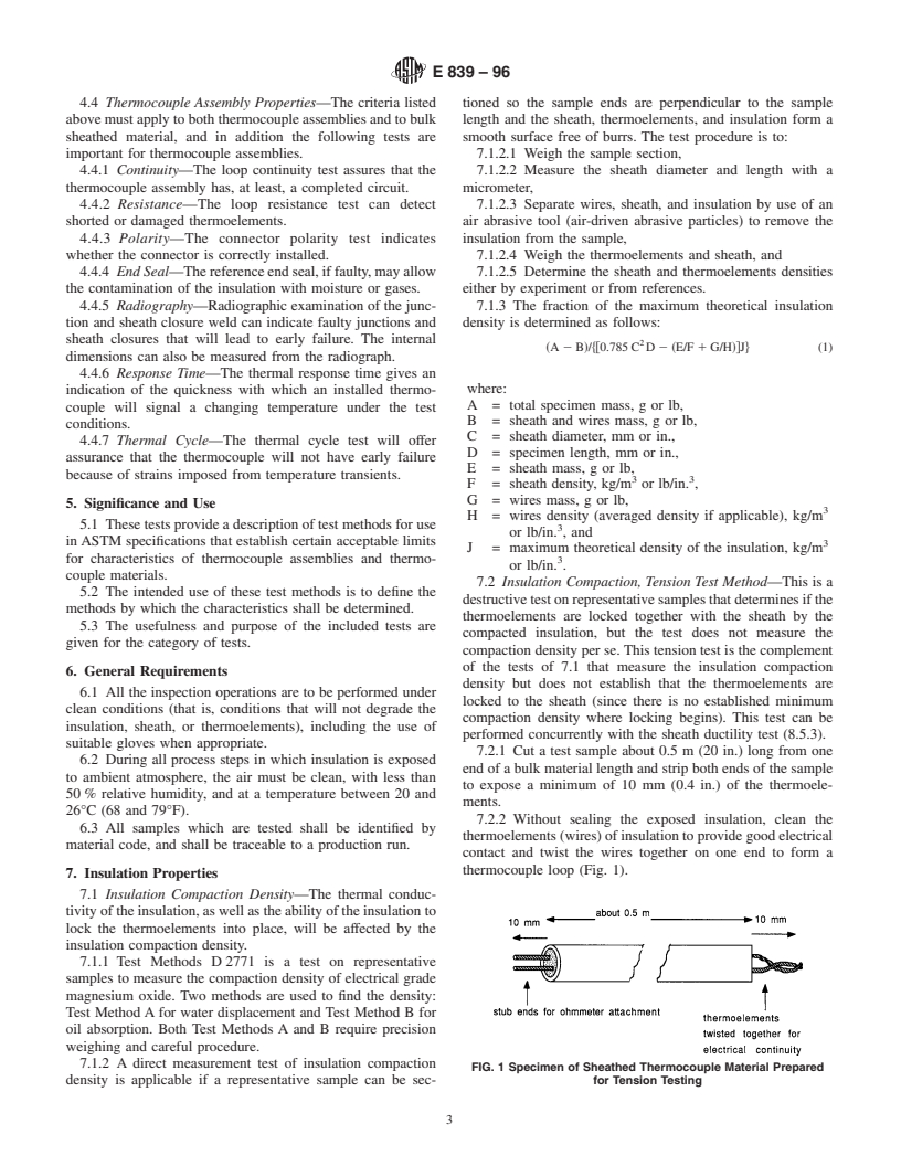ASTM E839-96 - Standard Test Methods for Sheathed Thermocouples and Sheathed Thermocouple Material (Withdrawn 2005)