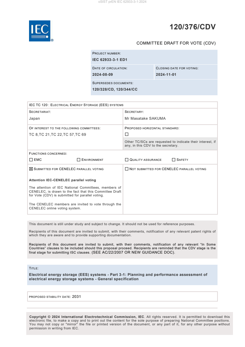 prEN IEC 62933-3-1:2024 - BARVE