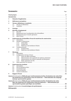 ISO 11665-9:2019 - Mesurage de la radioactivité dans l'environnement — Air: Radon 222 — Partie 9: Méthode de détermination du flux d'exhalation des matériaux de construction
Released:8/21/2019 - Page 3 preview