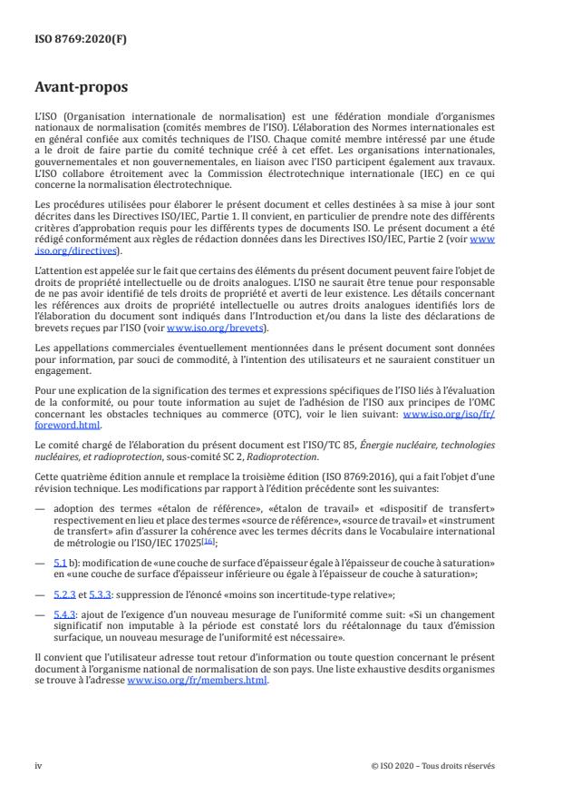 ISO 8769:2020 ISO 8769:2020 - Mesurage de la radioactivité -- Radionucléides émetteurs alpha, bêta et photoniques -- Spécifications des étalons de référence pour l'étalonnage des contrôleurs de contamination de surface - Page 4 preview