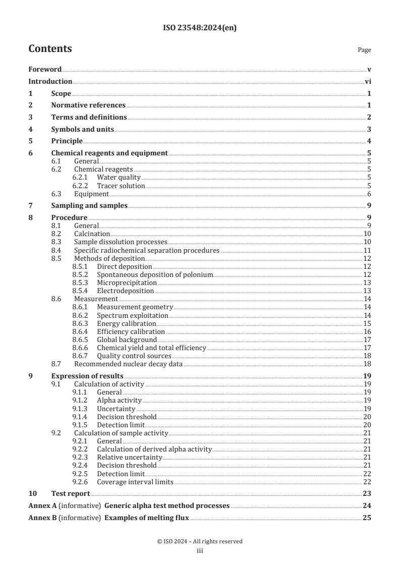 ISO 23548:2024 - Measurement of radioactivity — Alpha emitting radionuclides — Generic test method using alpha spectrometry
Released:11. 09. 2024