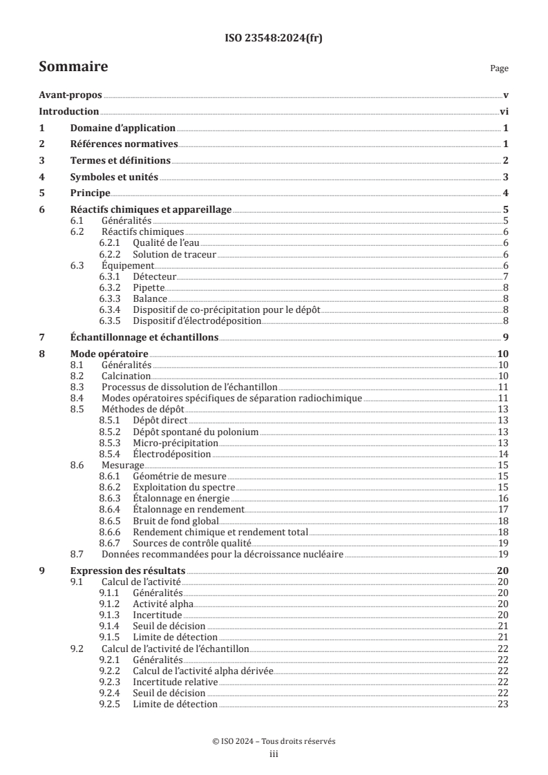 ISO 23548:2024 - Mesurage de la radioactivité — Radionucléides émetteurs alpha — Méthode d’essai générique par spectrométrie alpha
Released:11. 09. 2024