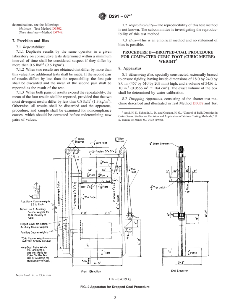 ASTM D291-07e1 - Standard Test Method for Cubic Foot Weight of Crushed Bituminous Coal