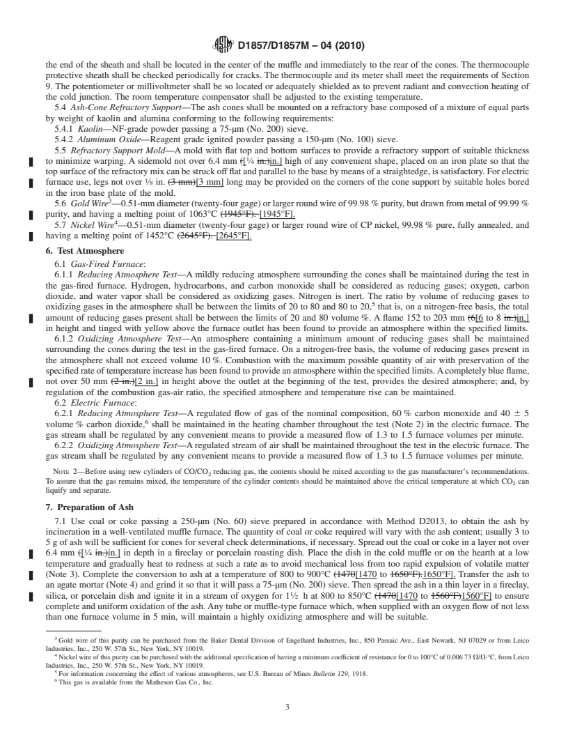 REDLINE ASTM D1857/D1857M-04(2010) - Standard Test Method for Fusibility of Coal and Coke Ash