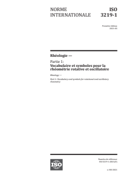 ISO 3219-1:2021 ISO 3219-1:2021 - Rhéologie — Partie 1: Vocabulaire et symboles pour la rhéométrie rotative et oscillatoire
Released:5/13/2021 - Page 1 preview