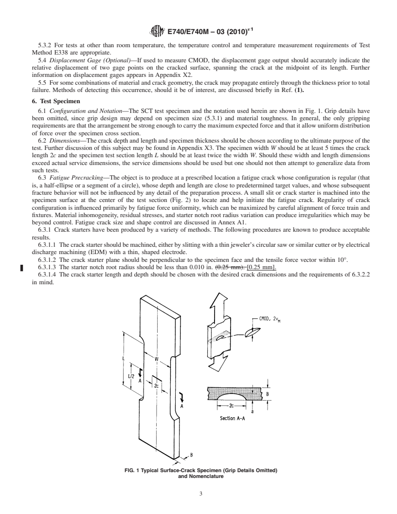 REDLINE ASTM E740/E740M-03(2010)e1 - Standard Practice for Fracture Testing with Surface-Crack Tension Specimens