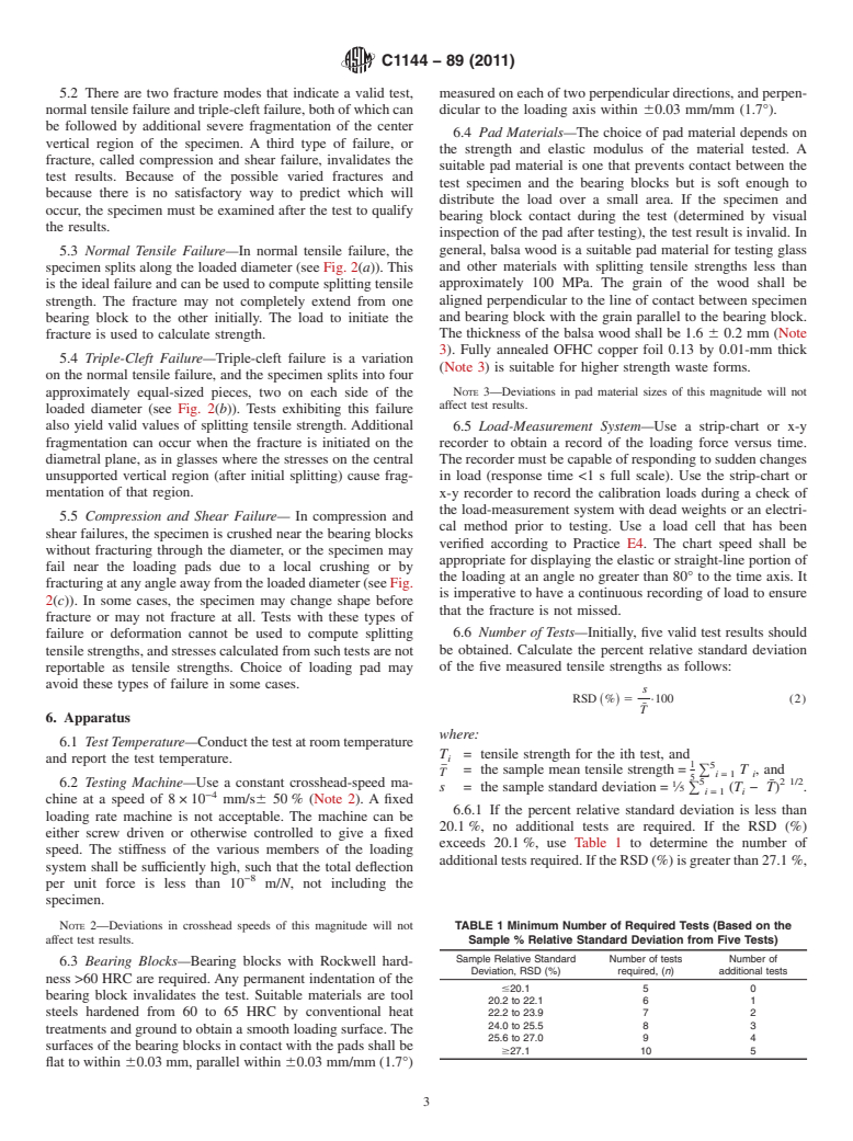 ASTM C1144-89(2011) - Standard Test Method for Splitting Tensile Strength for Brittle Nuclear Waste Forms (Withdrawn 2018)