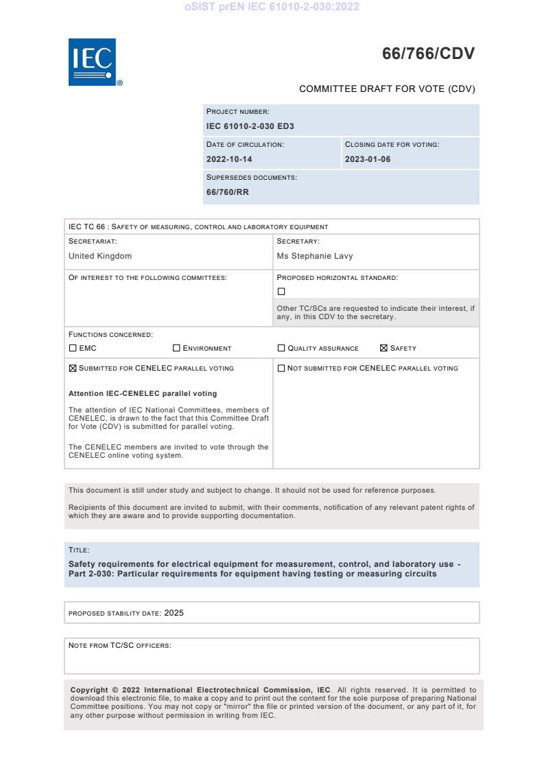 prEN IEC 61010-2-030:2022 - BARVE