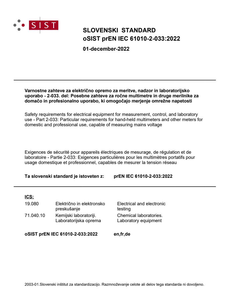 prEN IEC 61010-2-033:2022 - BARVE