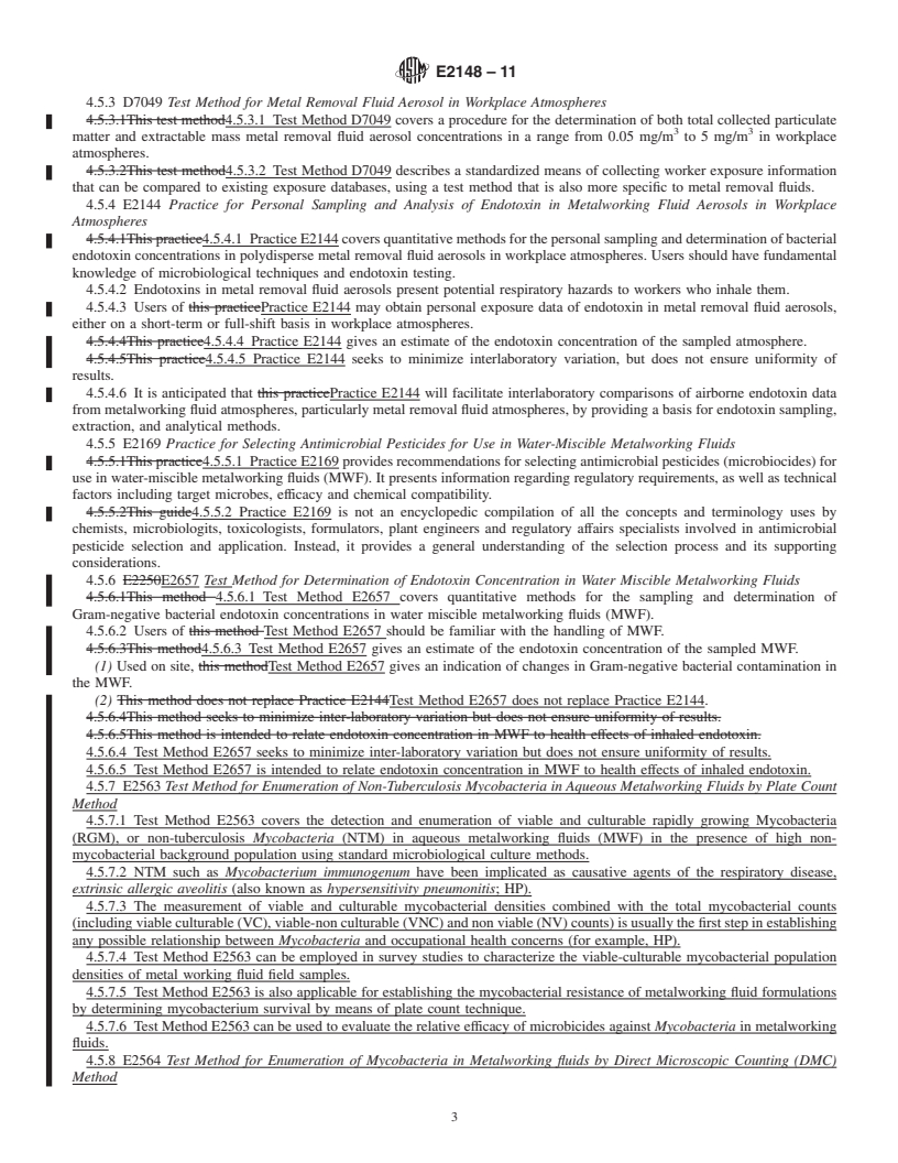 REDLINE ASTM E2148-11 - Standard Guide for Using Documents Related to Metalworking or Metal Removal Fluid Health and Safety