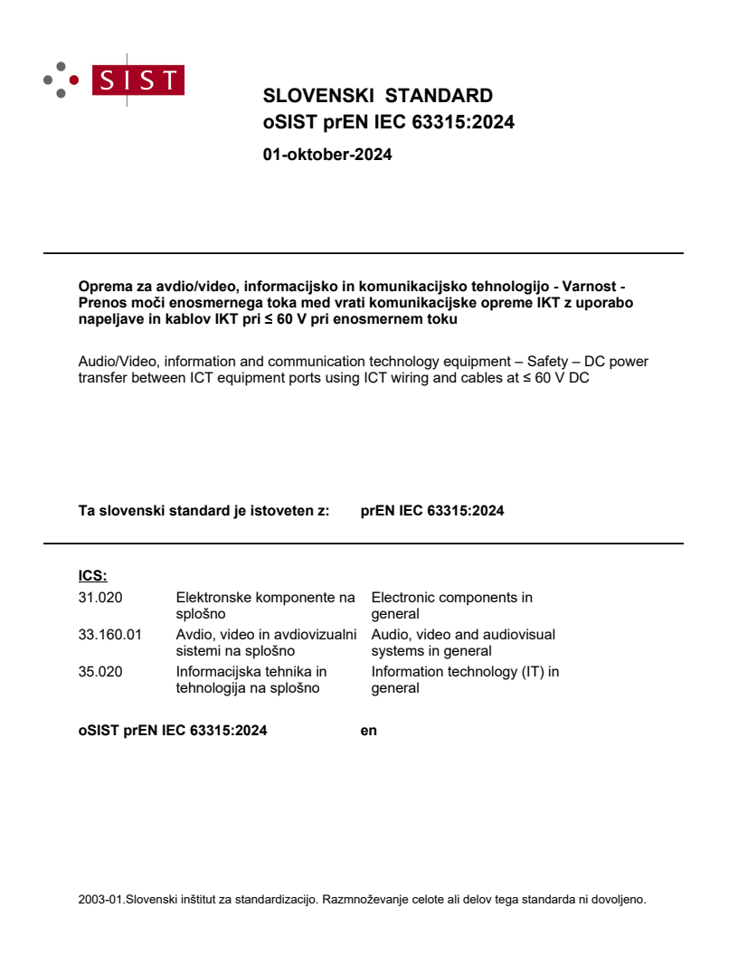 prEN IEC 63315:2024 - BARVE