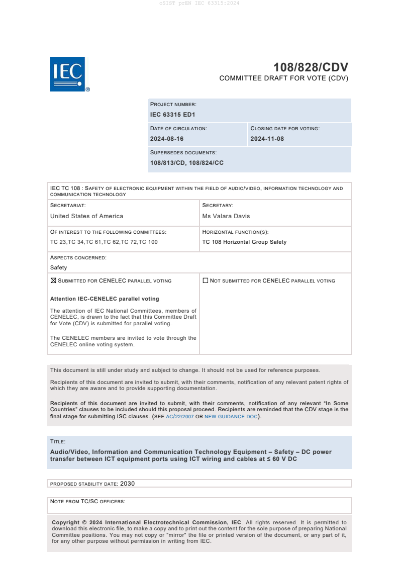 prEN IEC 63315:2024 - BARVE