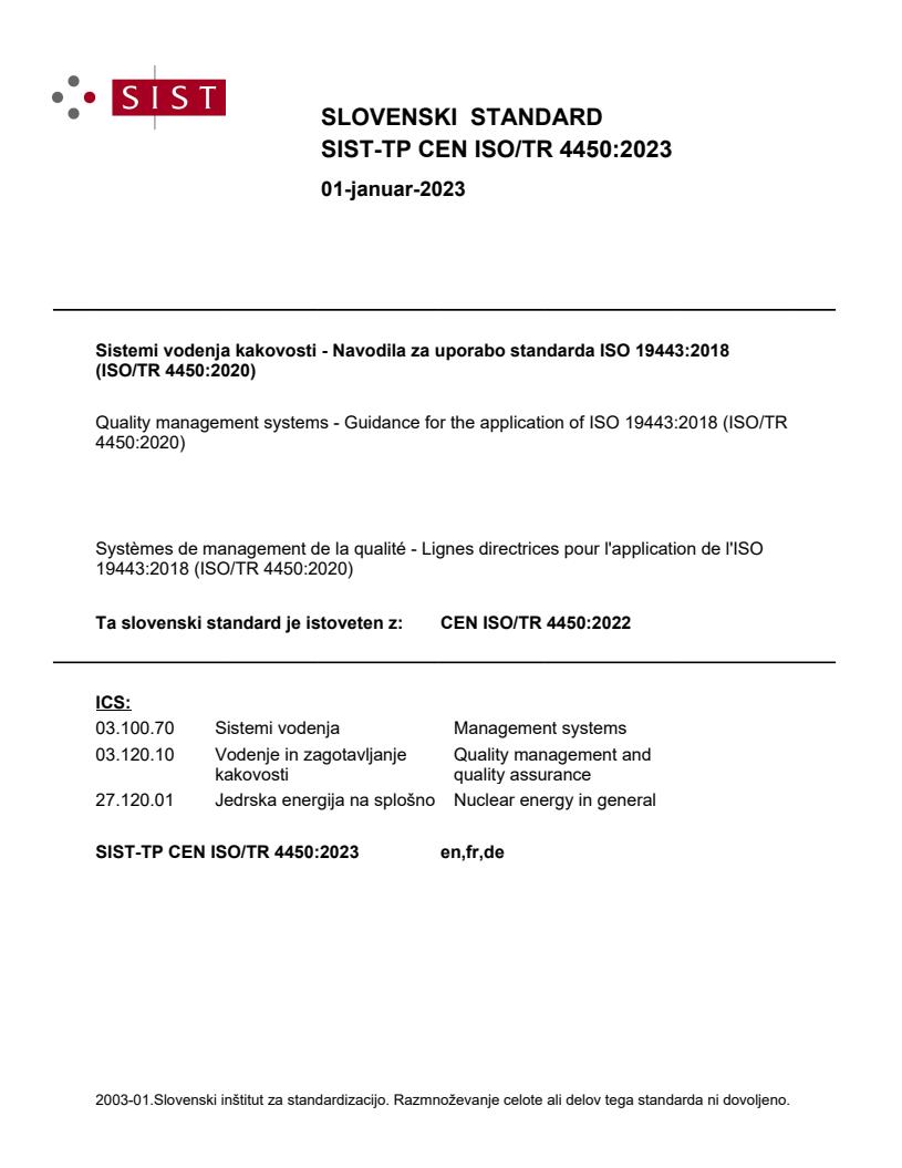 TP CEN ISO/TR 4450:2023 - BARVE