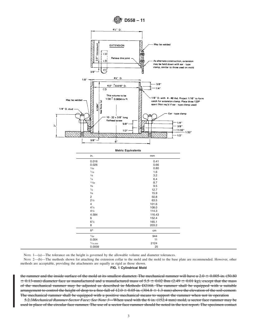 REDLINE ASTM D558-11 - Standard Test Methods for Moisture-Density (Unit Weight) Relations of Soil-Cement Mixtures