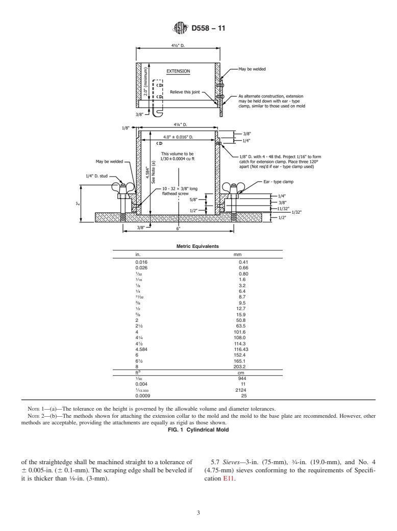 ASTM D558-11 - Standard Test Methods for Moisture-Density (Unit Weight) Relations of Soil-Cement Mixtures