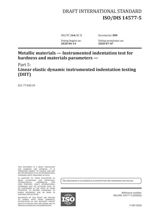 ISO/DIS 14577-5