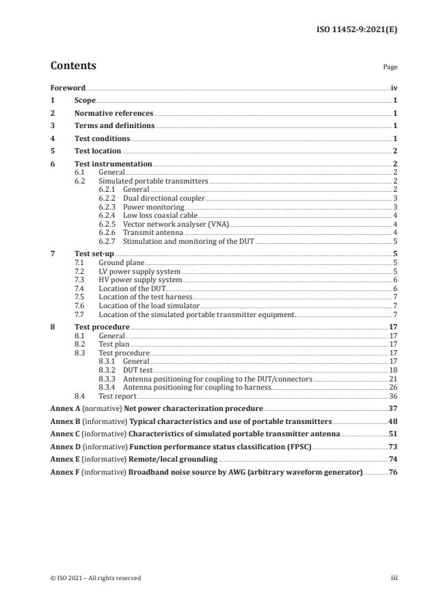 ISO 11452-9:2021 - Road vehicles -- Component test methods for electrical disturbances from narrowband radiated electromagnetic energy
