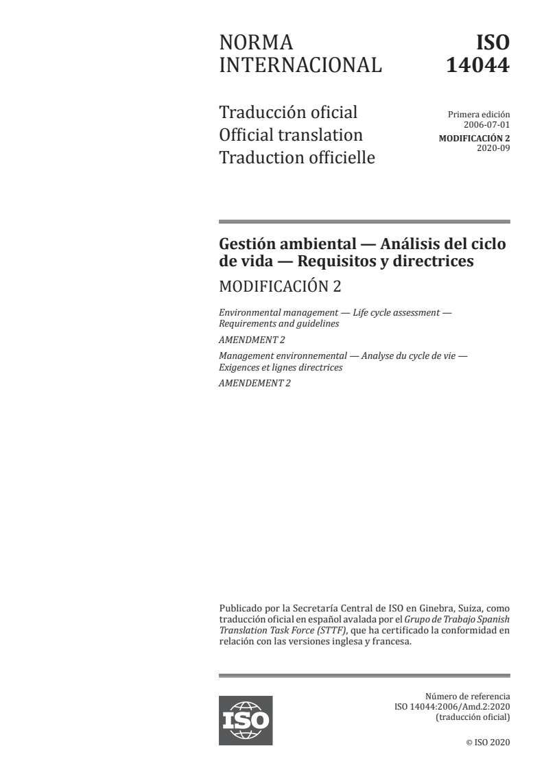 ISO 14044:2006/Amd 2:2020 - Environmental management — Life cycle assessment — Requirements and guidelines — Amendment 2
Released:7/14/2021