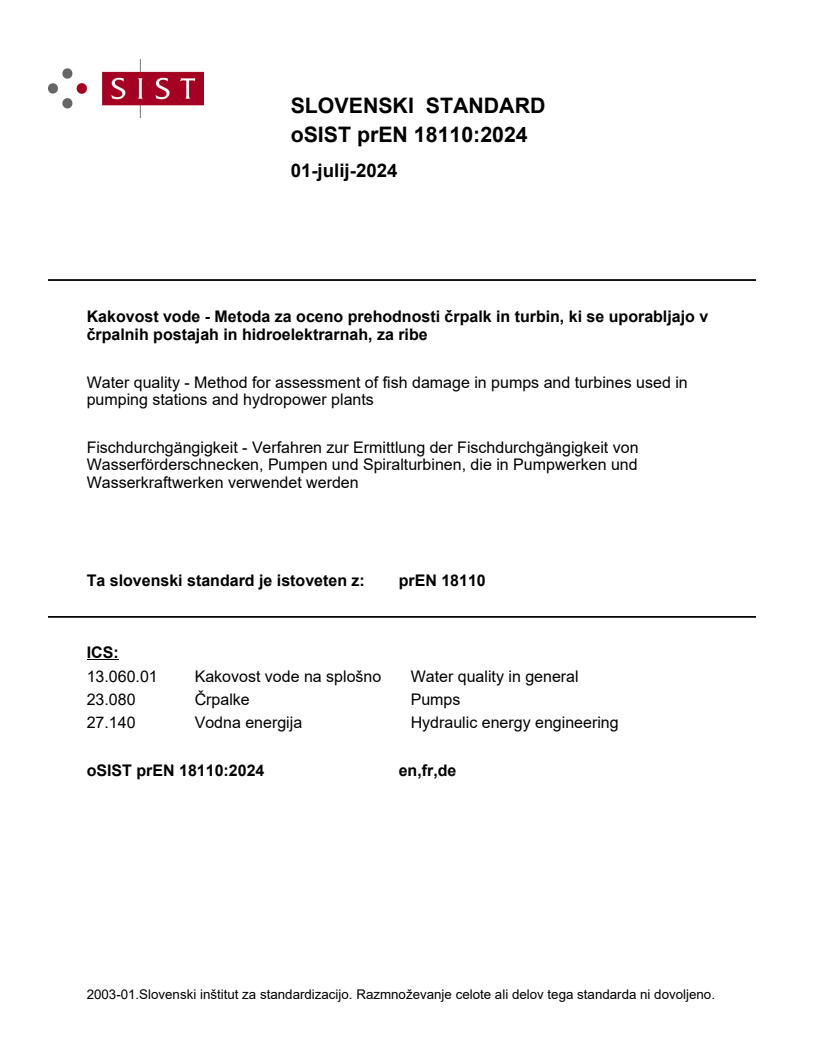 prEN 18110:2024 - BARVE