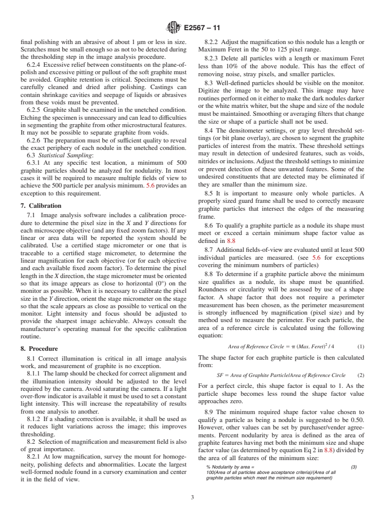 ASTM E2567-11 - Standard Test Method for Determining Nodularity And Nodule Count In Ductile Iron Using Image Analysis