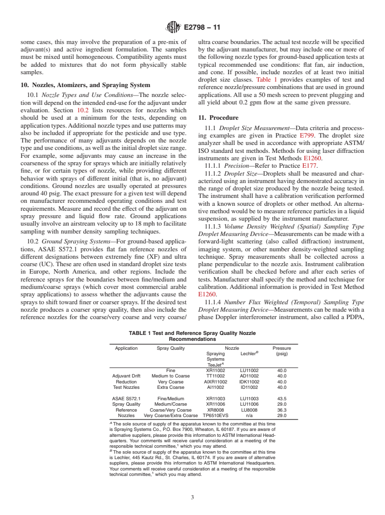 ASTM E2798-11 - Standard Test Method for Characterization of Performance of Pesticide Spray Drift Reduction Adjuvants for Ground Application