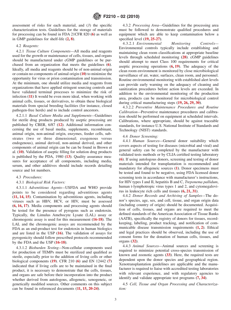 ASTM F2210-02(2010) - Standard Guide for Processing Cells, Tissues, and Organs for Use in Tissue Engineered Medical Products (Withdrawn 2015)