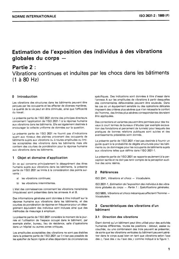 ISO 2631-2:1989 - Estimation de l'exposition des individus a des vibrations globales du corps