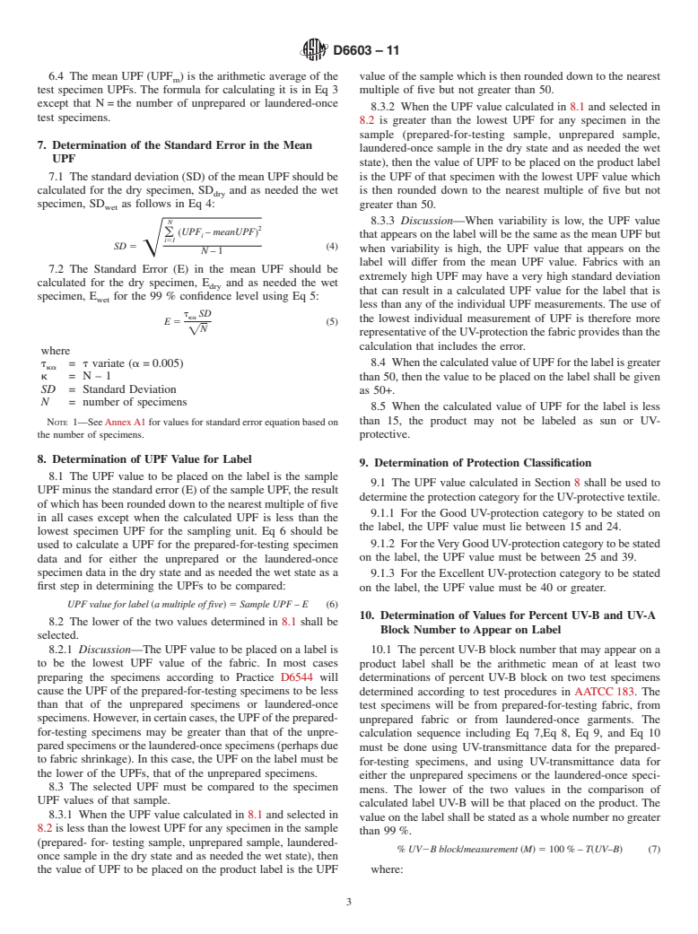 ASTM D6603-11 - Standard Guide for Labeling of UV-Protective Textiles