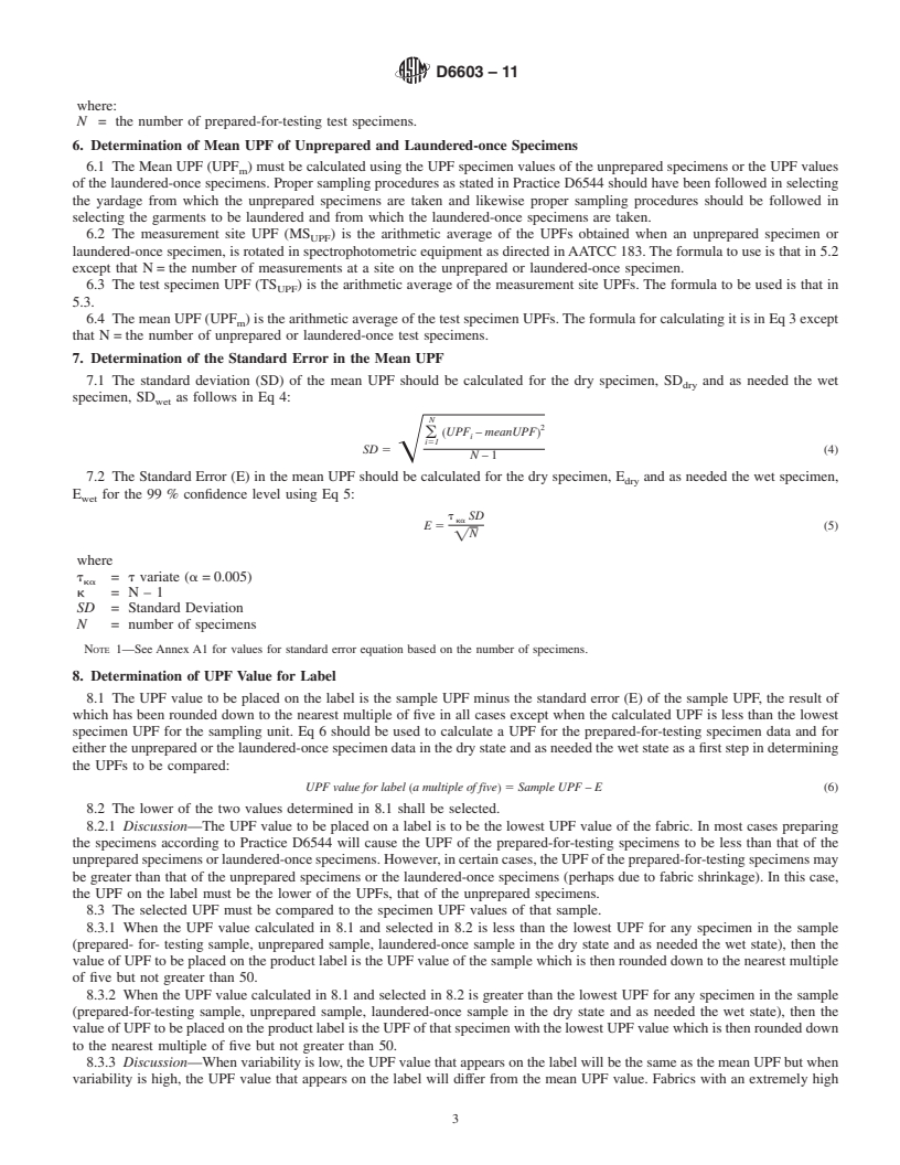 REDLINE ASTM D6603-11 - Standard Guide for Labeling of UV-Protective Textiles