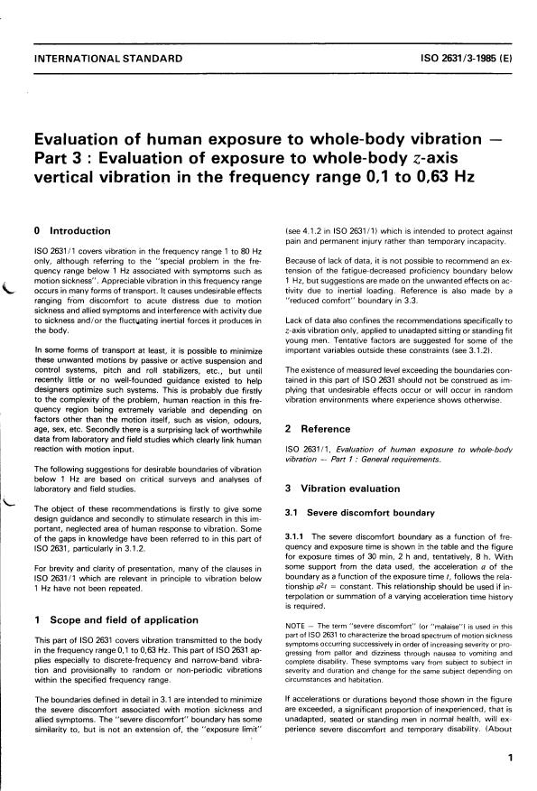 ISO 2631-3:1985 - Evaluation of human exposure to whole-body vibration