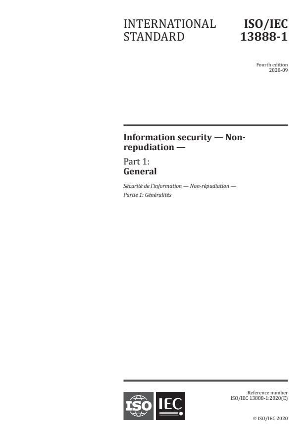 ISO/IEC 13888-1:2020 - Information security -- Non-repudiation