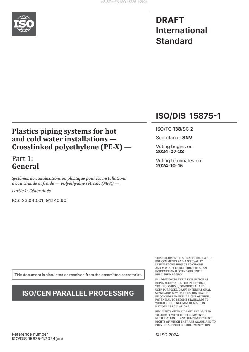 EN ISO 15875-1:2025 prEN ISO 15875-1:2024