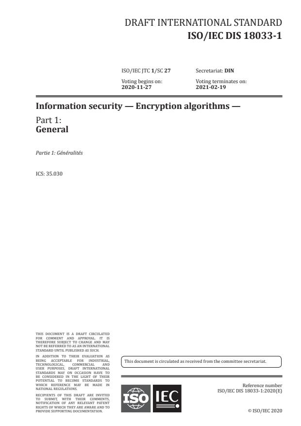 ISO/IEC DIS 18033-1