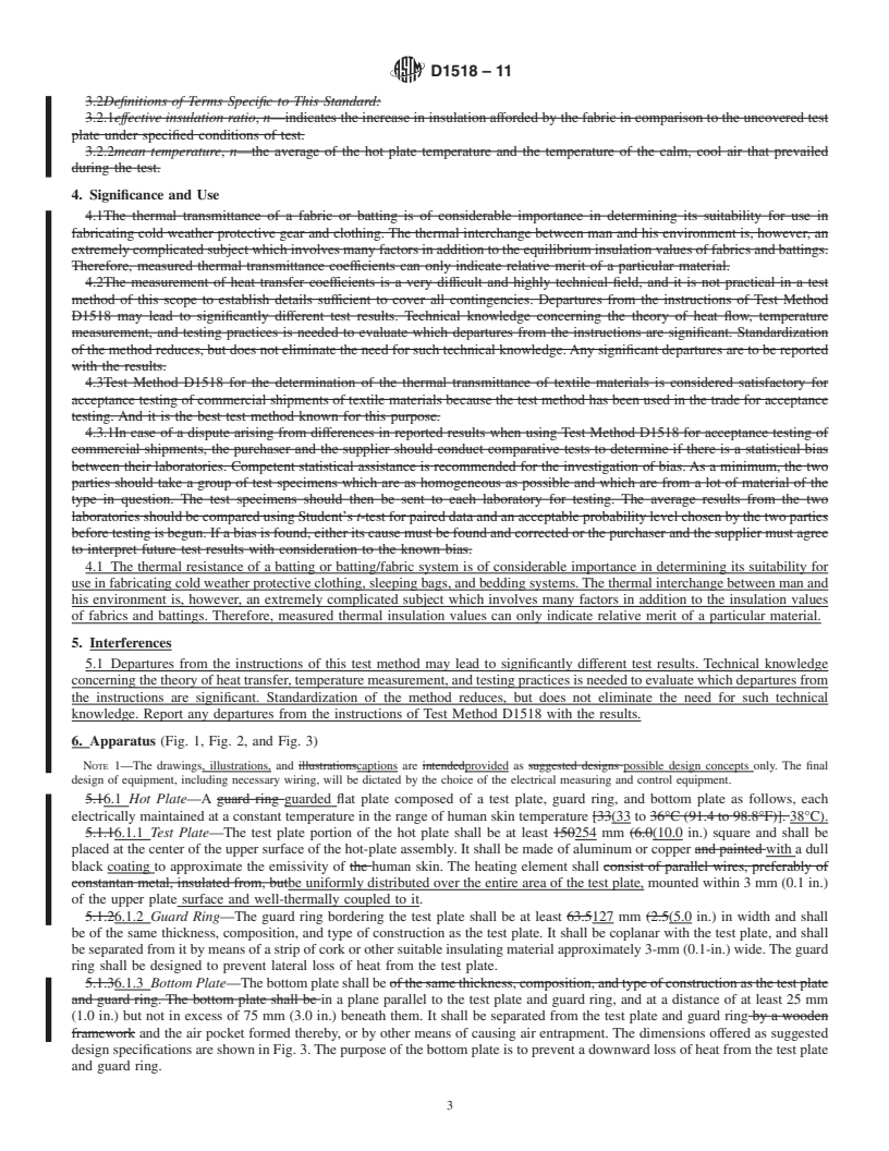 REDLINE ASTM D1518-11 - Standard Test Method for Thermal Resistance of Batting Systems Using a Hot Plate