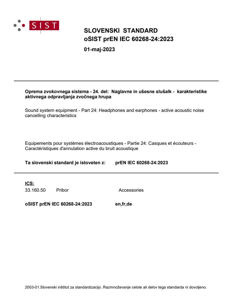 prEN IEC 60268-24:2023 - BARVE