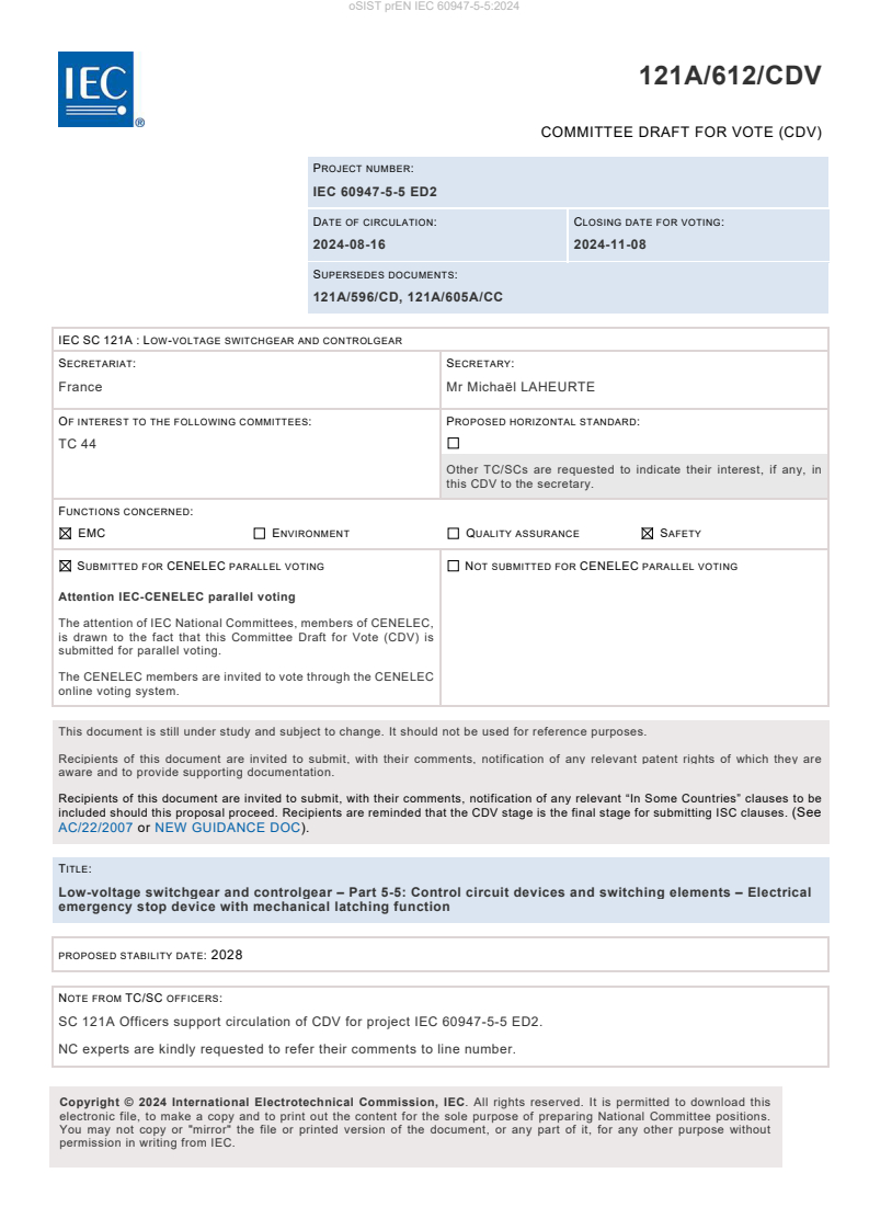 prEN IEC 60947-5-5:2024