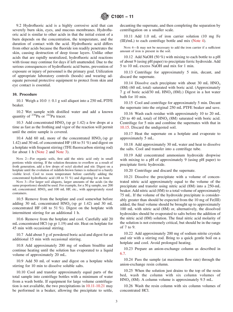 ASTM C1001-11 - Standard Test Method for Radiochemical Determination of Plutonium in Soil by Alpha Spectroscopy